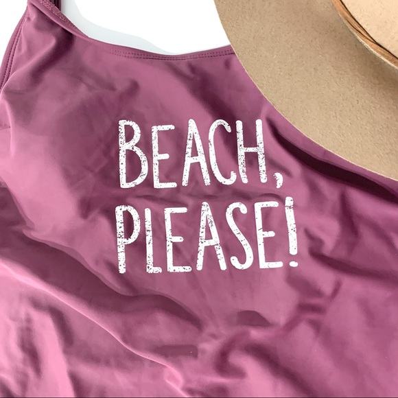 NOBO Scoop Back “Beach Please” One Piece Swim Suit - Picture 2 of 6